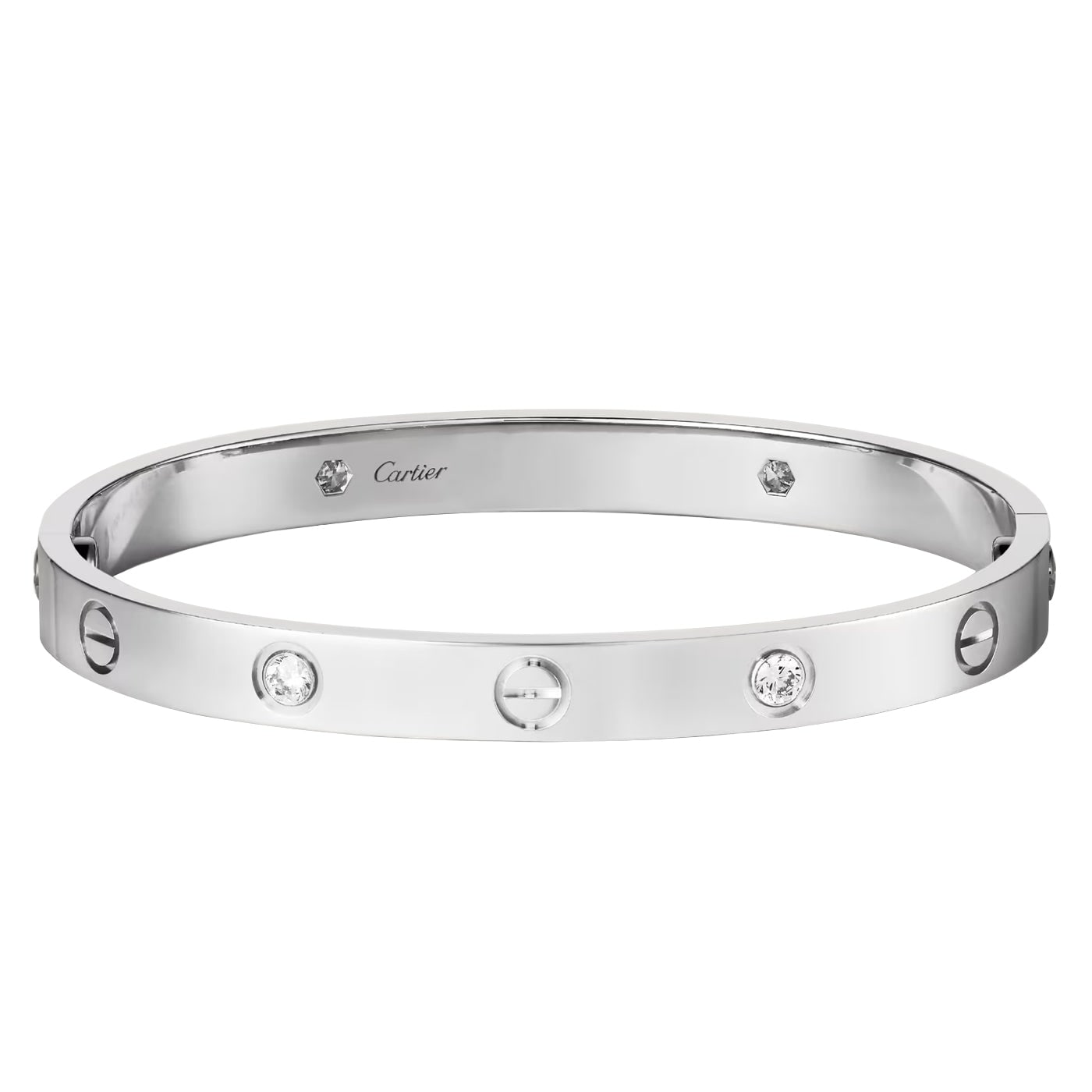 Cartier Love Bracelet 0.42 carats 18K White Gold 4 Brilliant Cut Diamonds Bangle — view 3