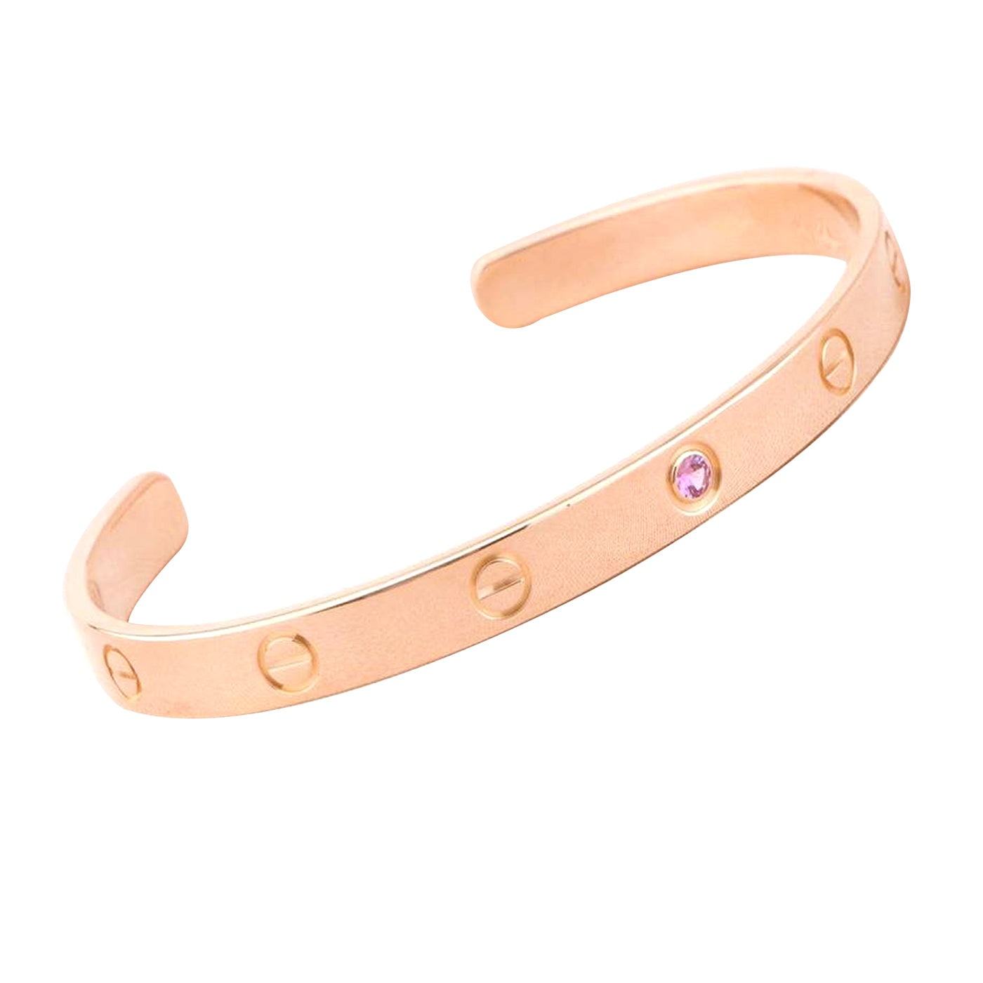 Cartier Love Bangle Bracelet 18K Rose Gold with Sapphire Gemstone — view 3