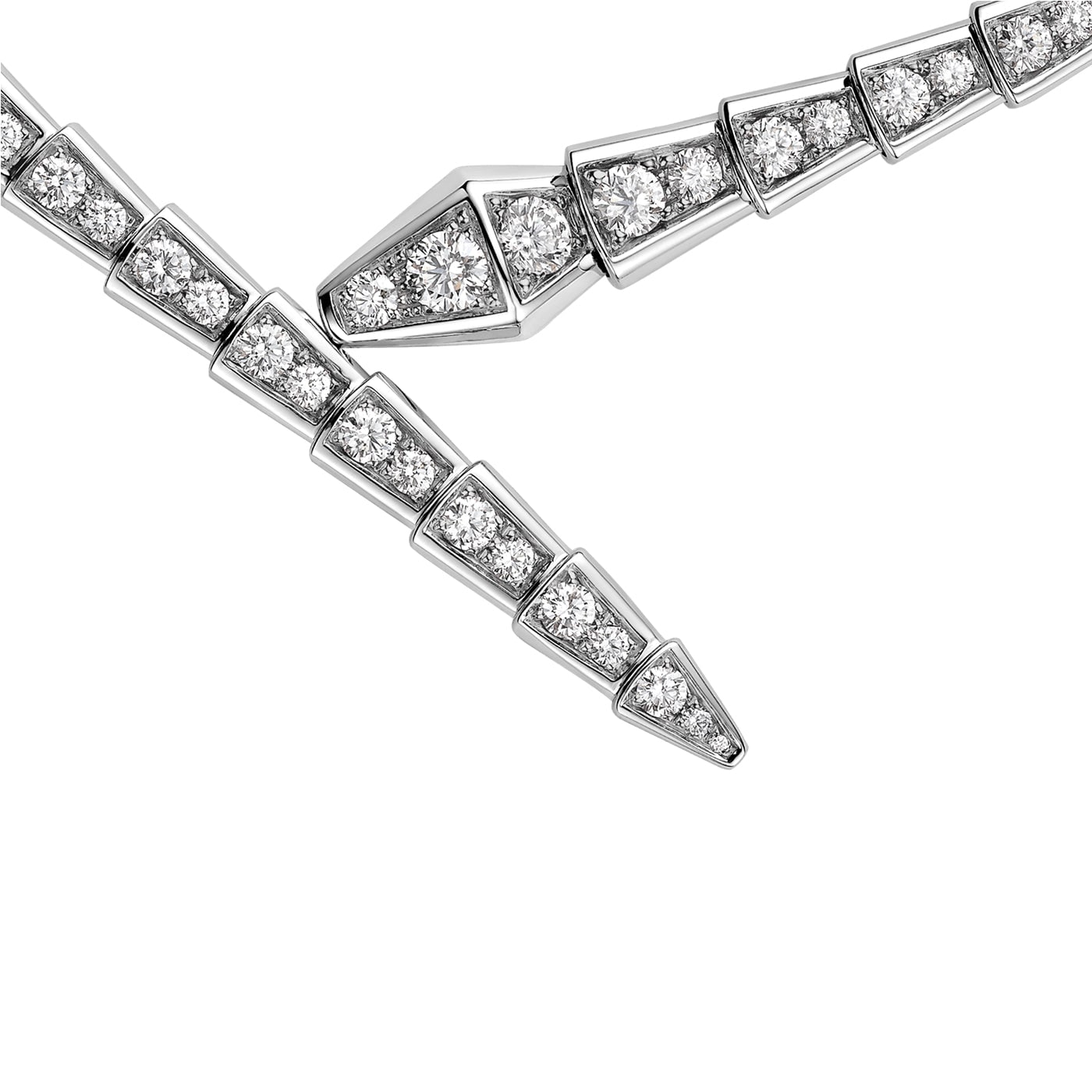 Bulgari Serpenti Viper Necklace with Full Pave Diamonds 18K White Gold — view 3