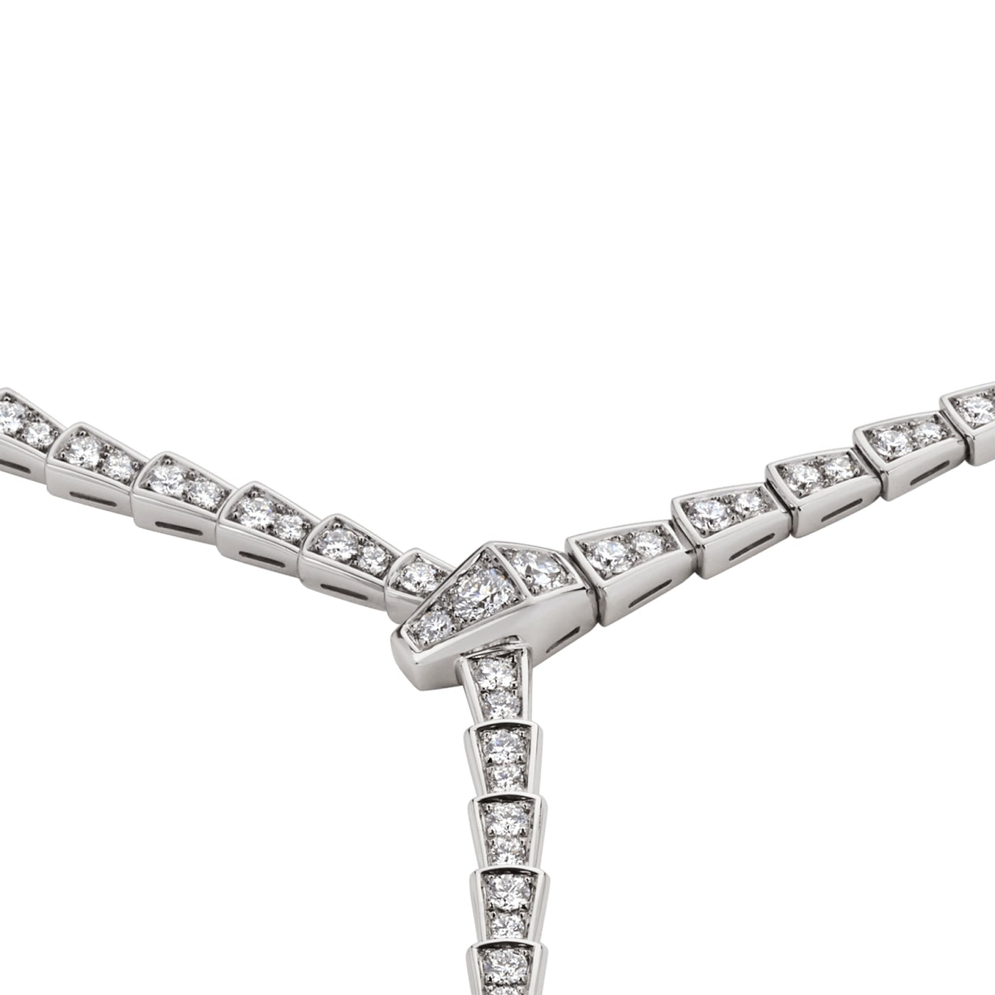 Bulgari Serpenti Viper Slim Necklace with Full Pave Diamonds 18K White Gold — view 4