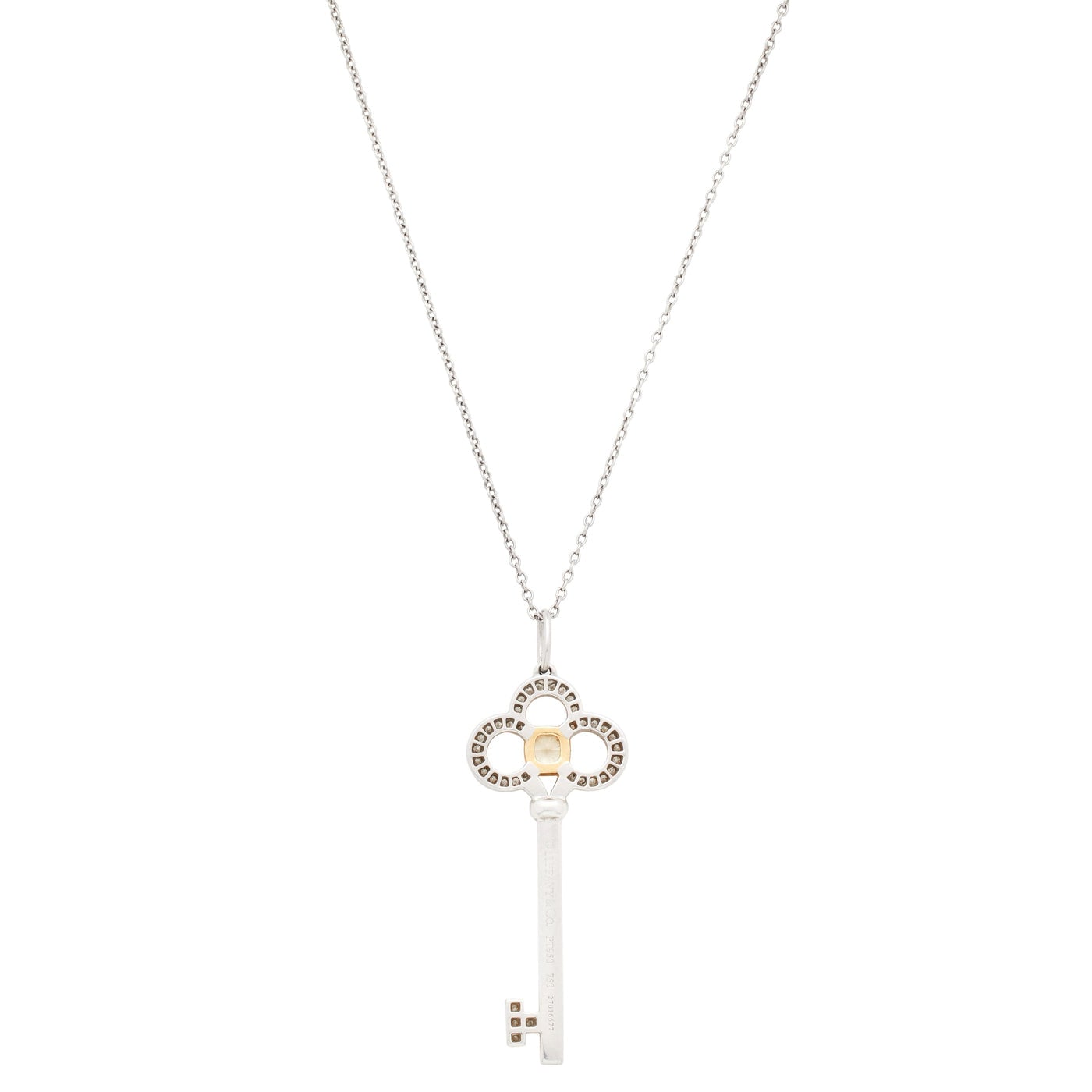 Tiffany & Co. Crown Key Fancy Yellow Diamond Pendant 20 Inches Platinum Necklace — view 4