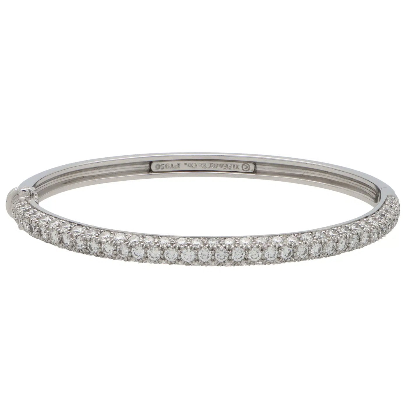 Tiffany & Co. Etoile 3 Row 4ct Pave Diamond Bracelet Platinum 7 Hinged Bangle — view 3