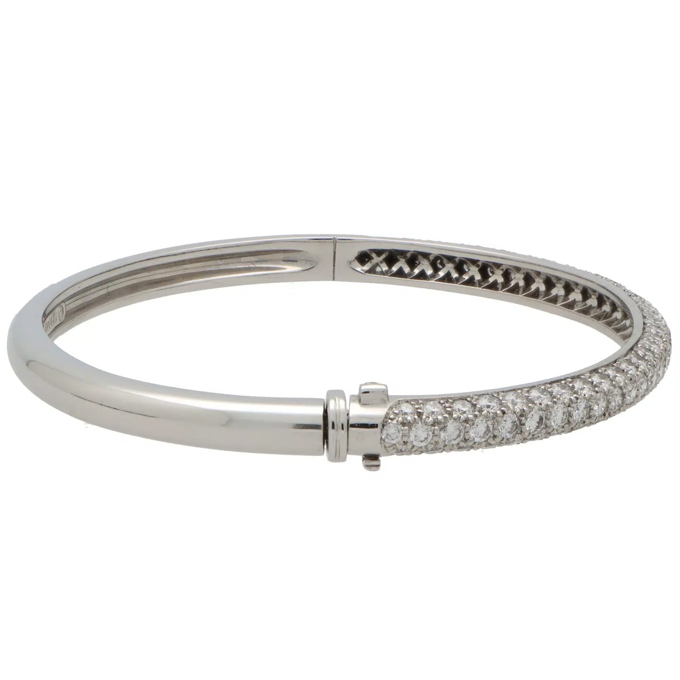Tiffany & Co. Etoile 3 Row 4ct Pave Diamond Bracelet Platinum 7 Hinged Bangle — view 4