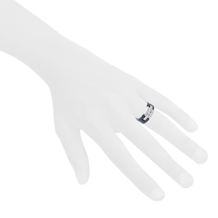 Articulated Cartier Maillon Panthère ring in white gold, diamonds and ceramic — view 3