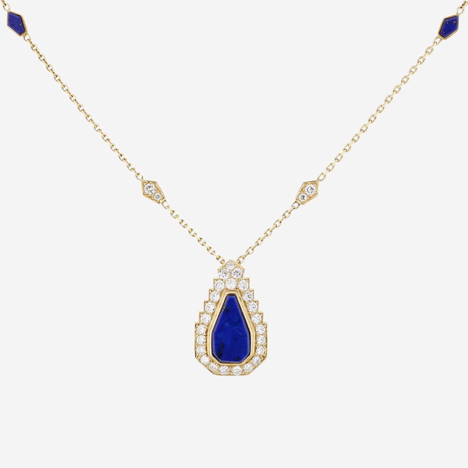Cartier necklace in yellow gold, diamonds and lapis-lazuli