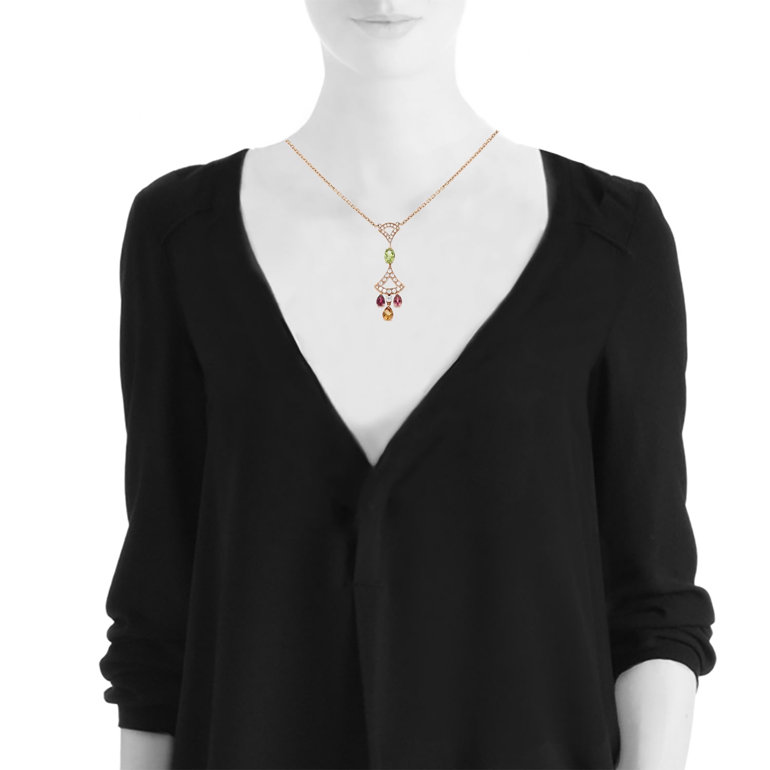 Bulgari Diva's Dream necklace in pink gold, precious stones and diamonds — view 3