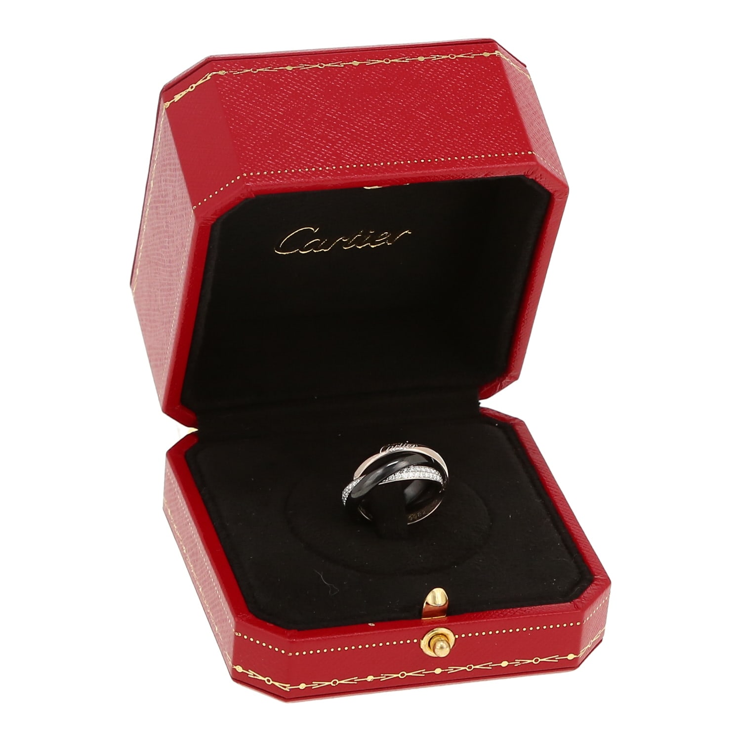 Cartier small model ring in white gold, diamonds and ceramic — view 3