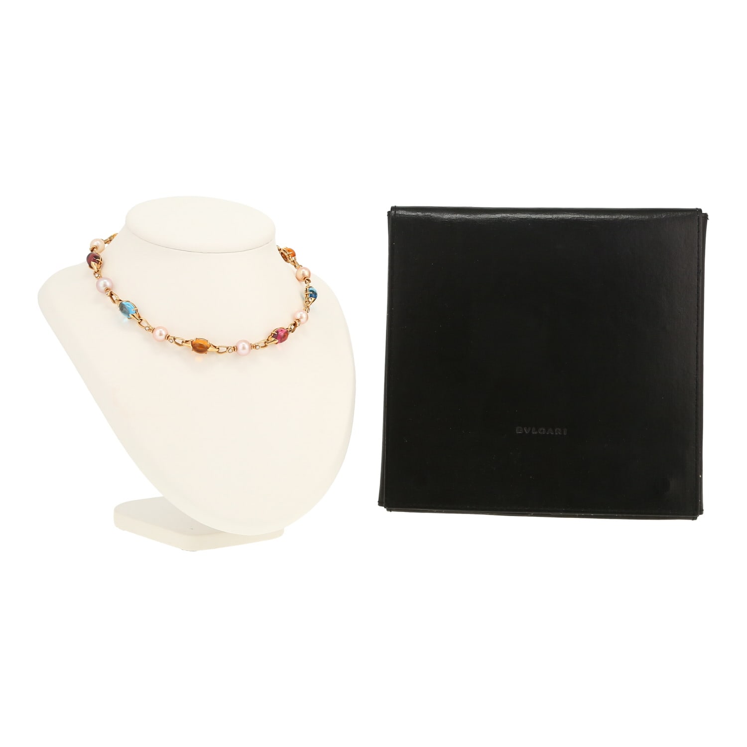 Bulgari Allegra necklace in yellow gold, precious stones, cultured pearls and diamonds — view 4