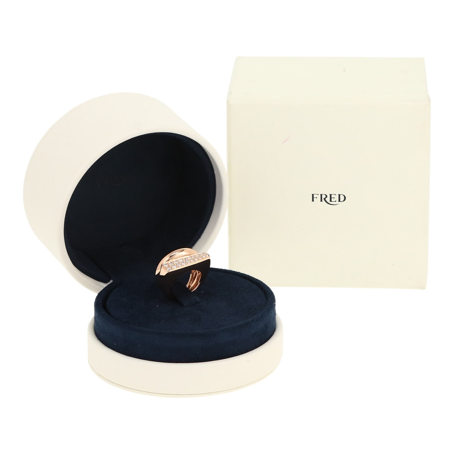 Fred Success large model ring in pink gold and diamonds — view 3