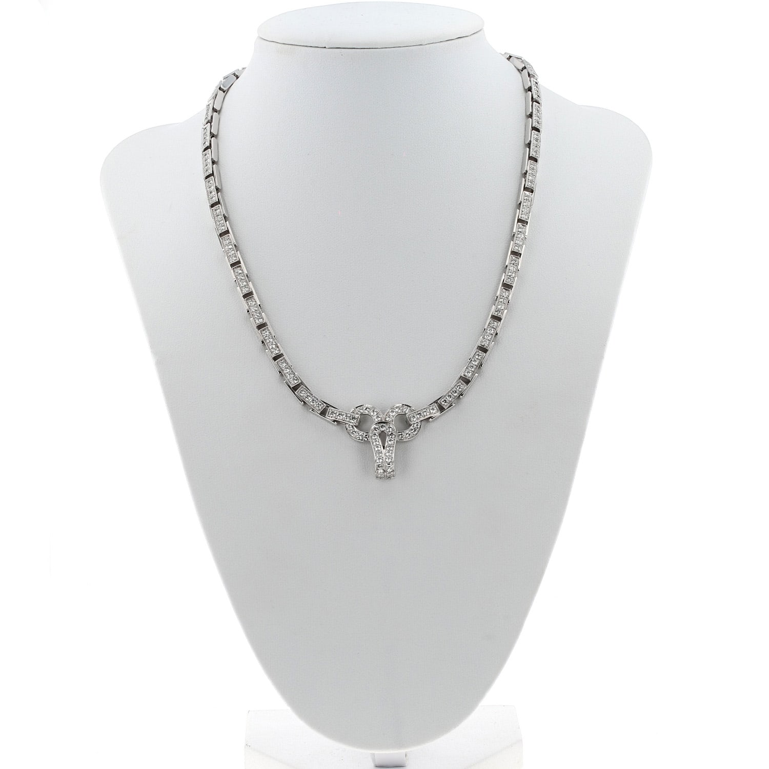 Cartier Agrafe necklace in white gold, diamonds and cultured pearls — view 5