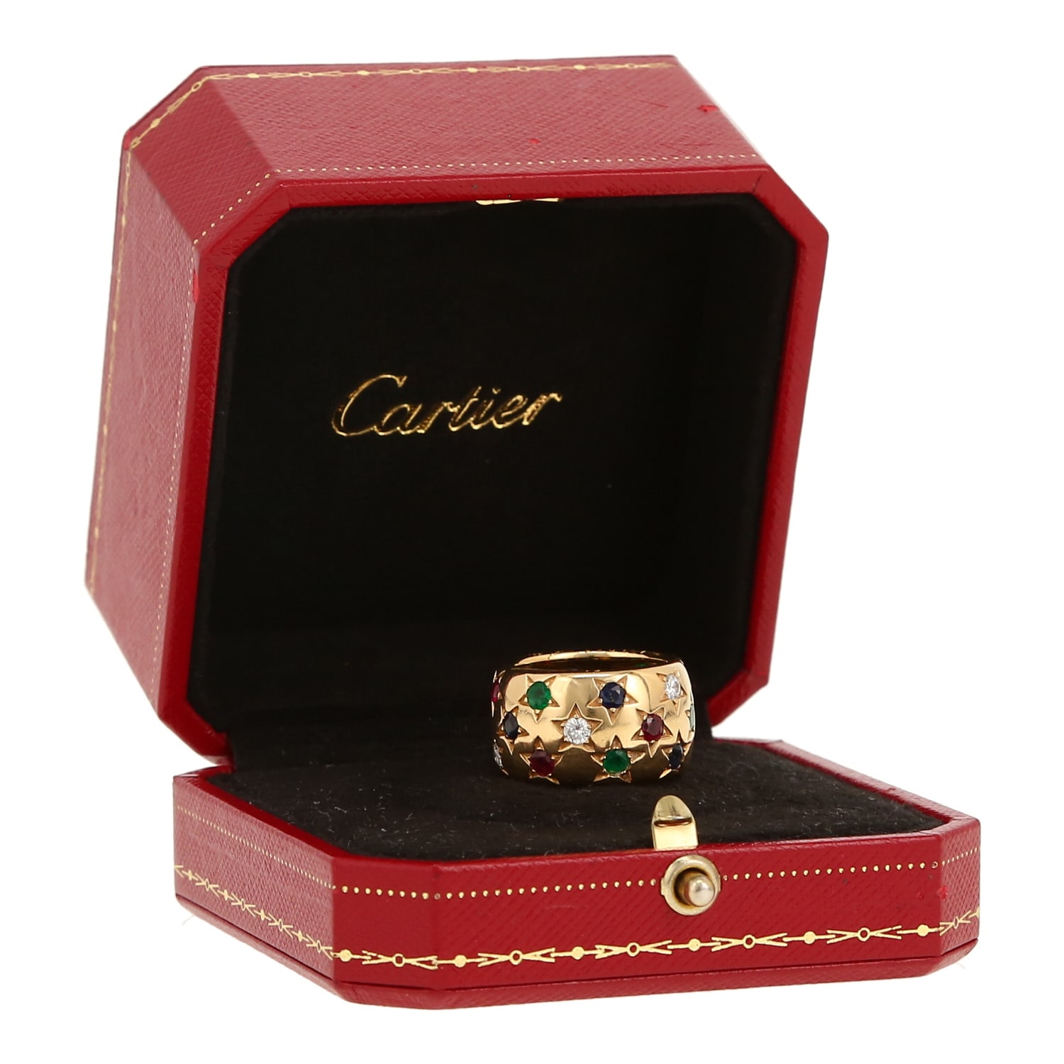 Cartier sleeve ring in yellow gold, colored stones and diamonds — view 3