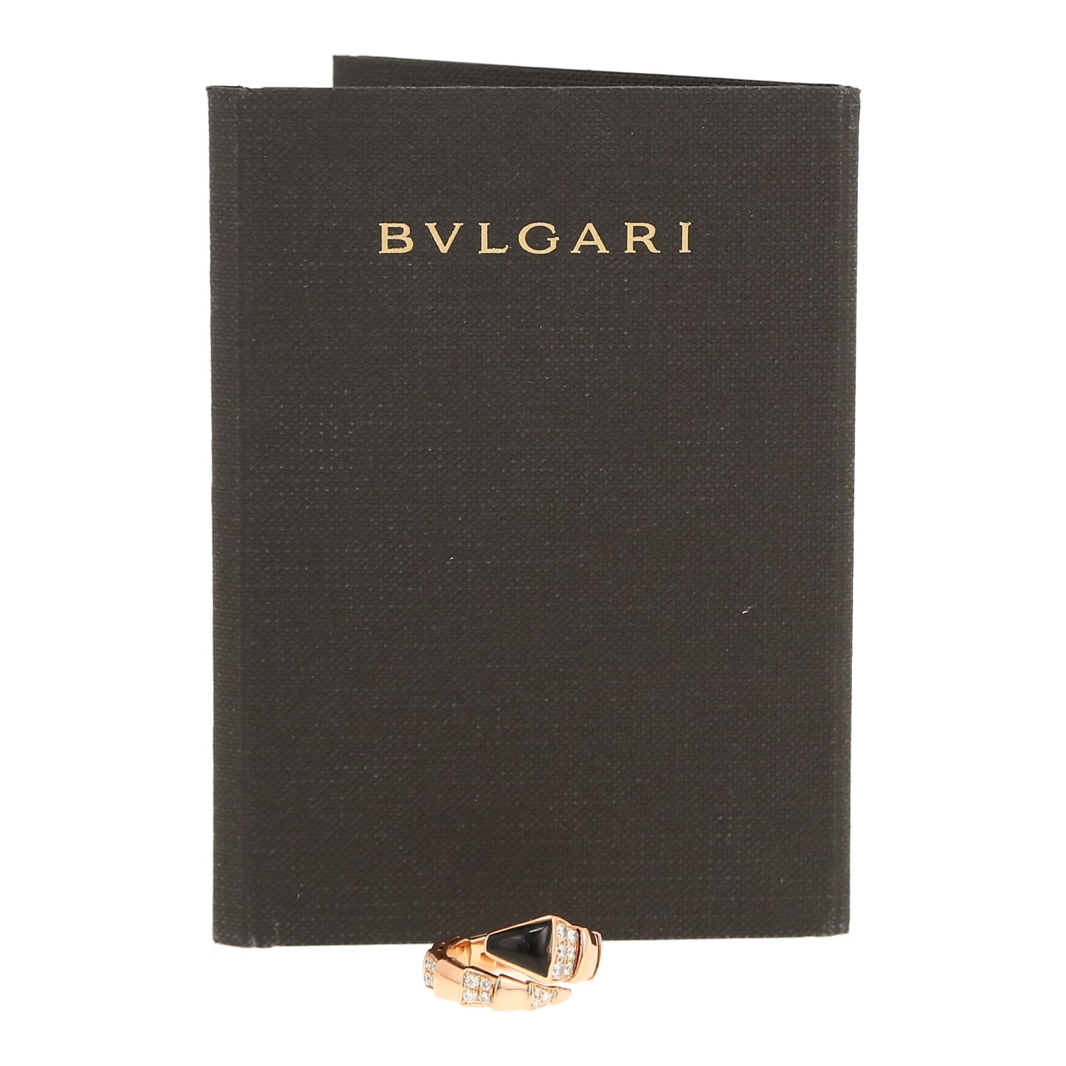 Bulgari Serpenti Viper ring in pink gold, onyx and diamonds — view 3
