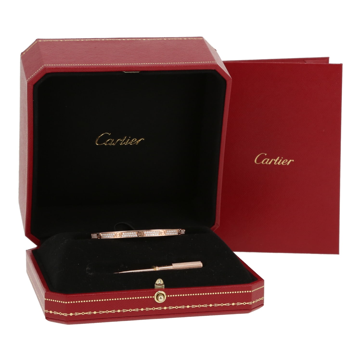 Cartier Love pavé small model bracelet in pink gold and diamonds — view 3