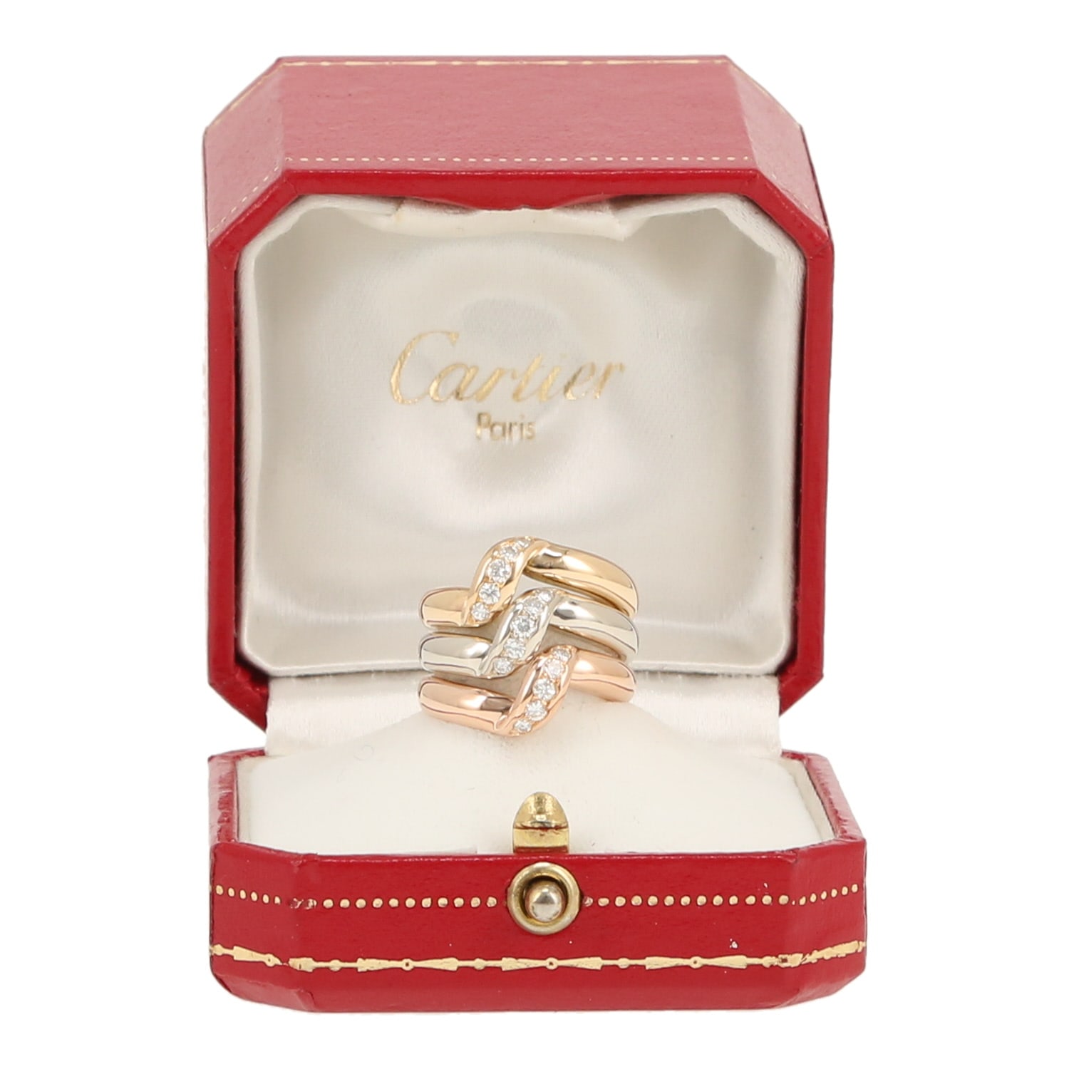 Cartier ring in 3 golds and diamonds — view 3