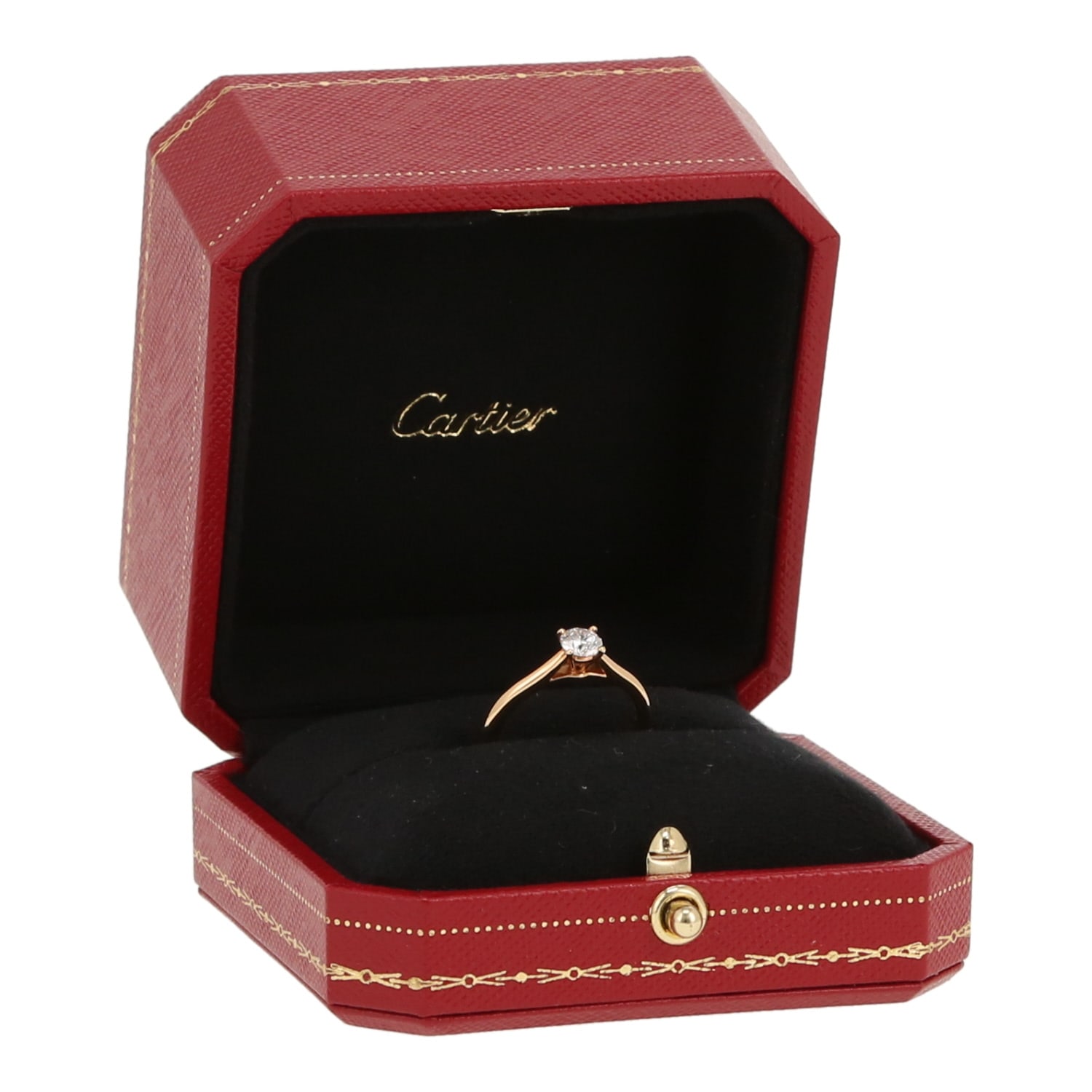 Cartier 1895 solitaire ring in rose gold and diamonds — view 3