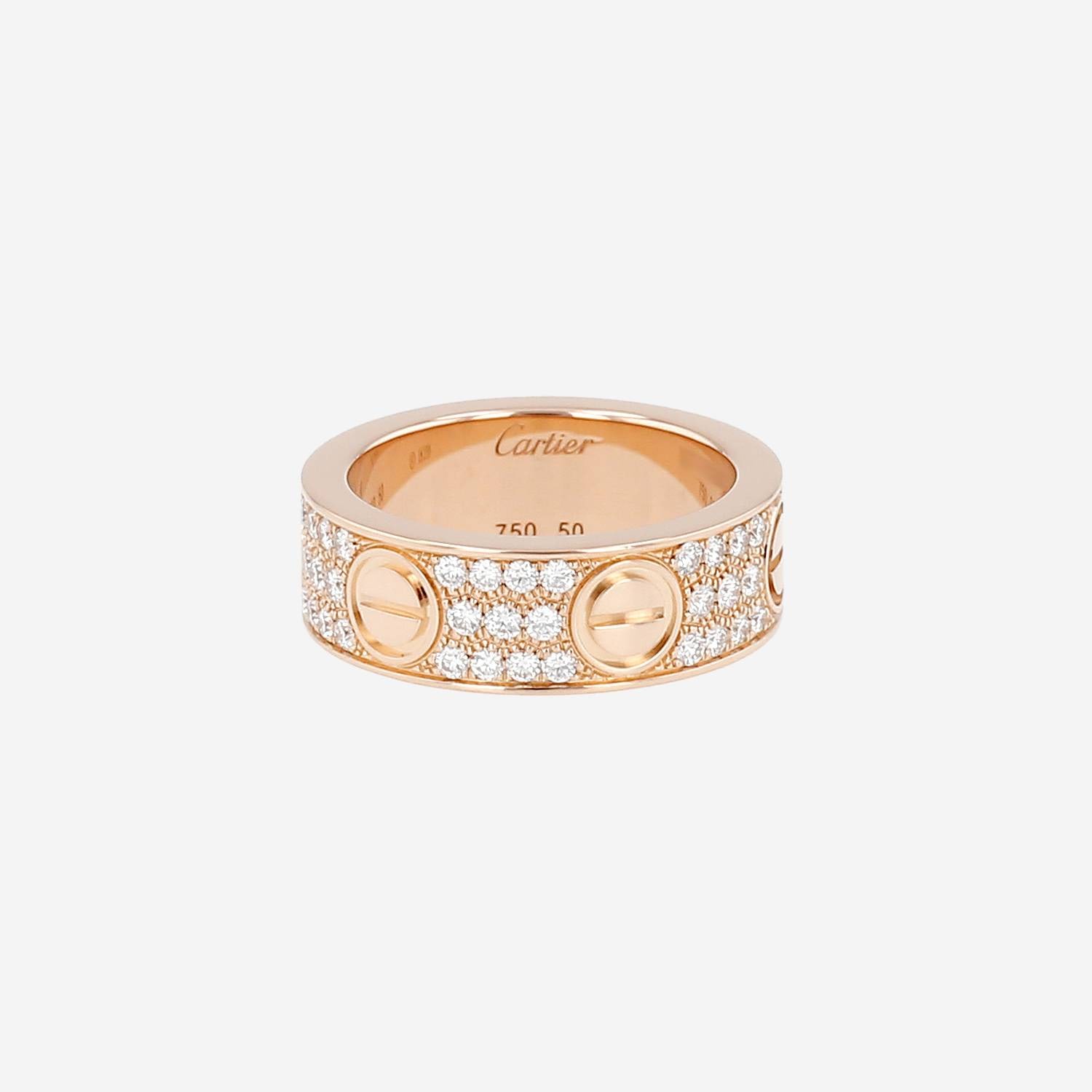 Cartier Love pavé ring in pink gold and diamonds