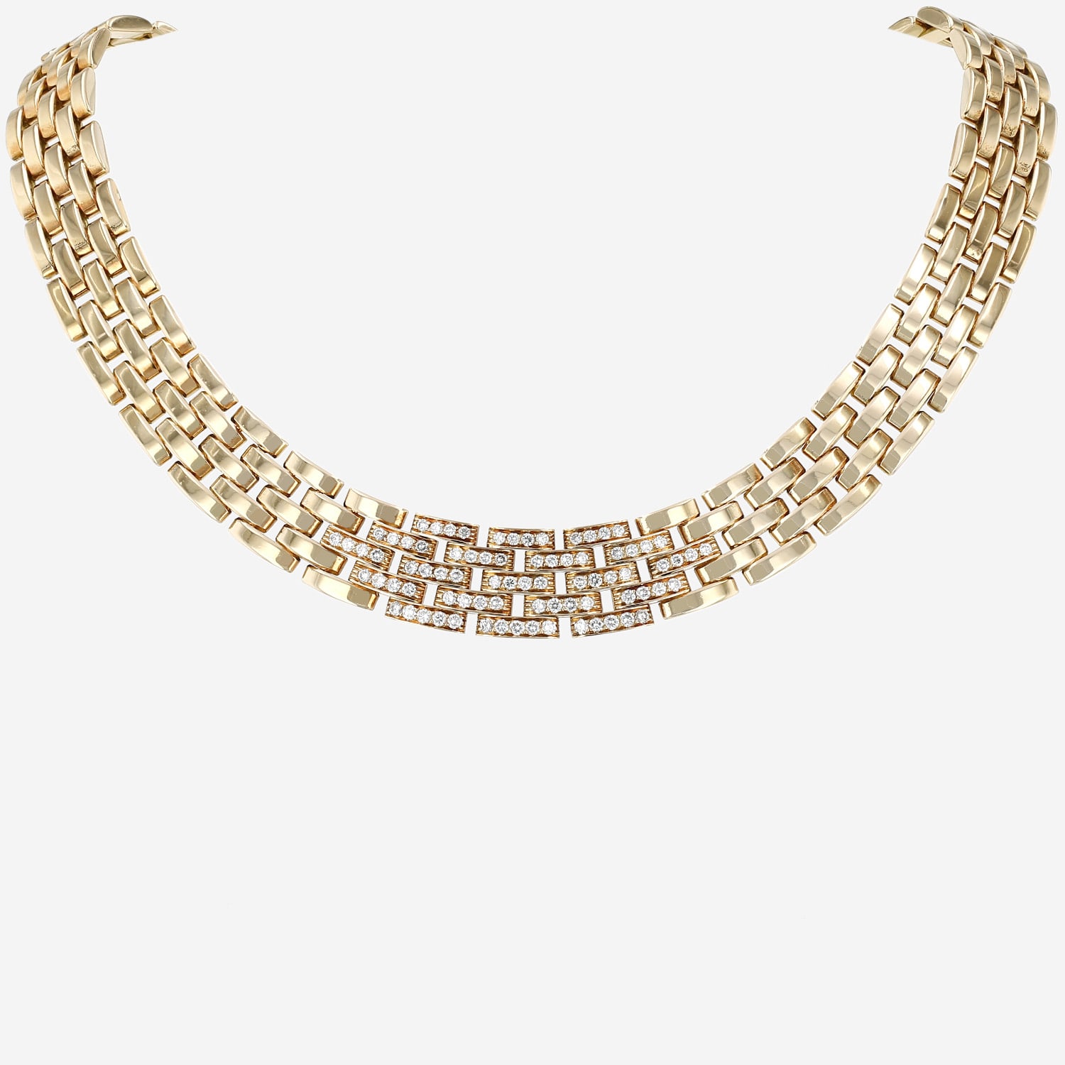 Articulated Cartier Maillon Panthère large model necklace in yellow gold and diamonds