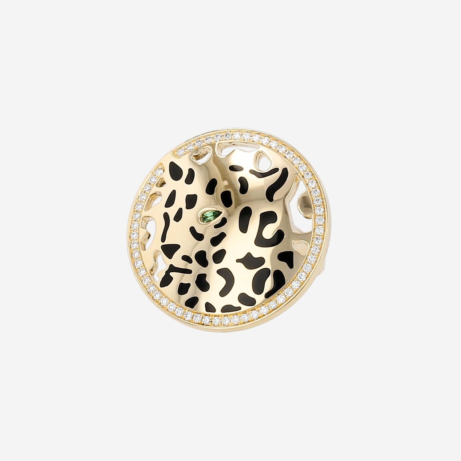 Cartier Panthère ring in yellow gold, diamonds and lacquer