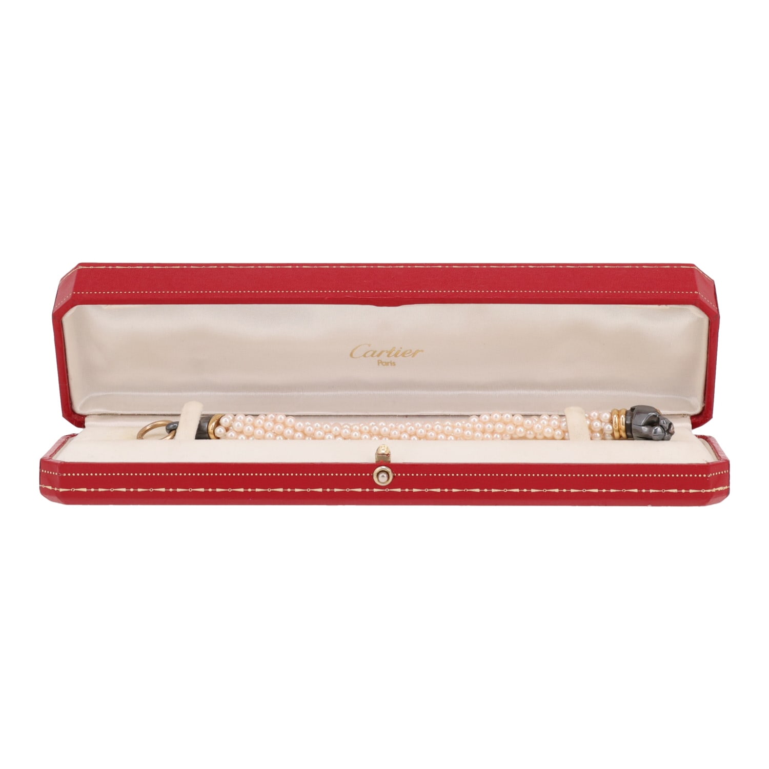 Cartier Panthère bracelet in yellow gold, silver and cultured pearls — view 3
