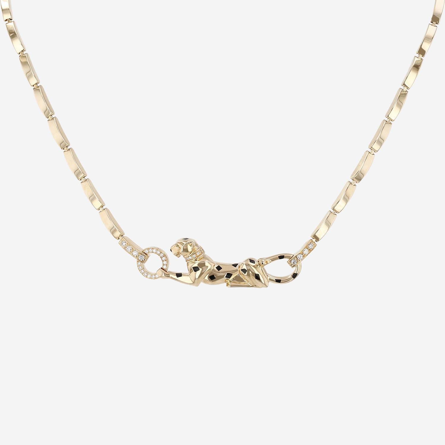 Cartier Panthère necklace in yellow gold, diamonds and black lacquer