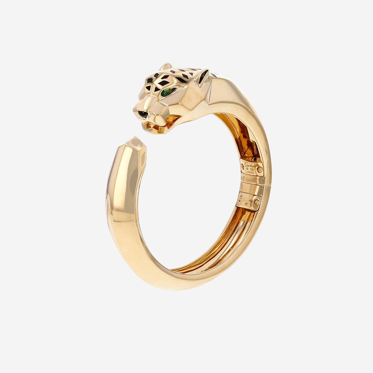 Cartier Panthère clasp bracelet in yellow gold, tsavorites, onyx and black lacquer