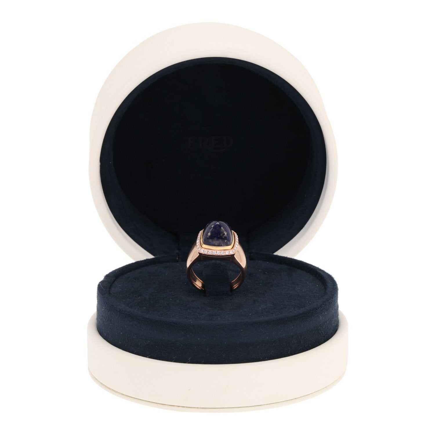 Fred ‘Pain de Sucre’ ring, medium size, in rose gold, lapis lazuli and diamonds — view 3