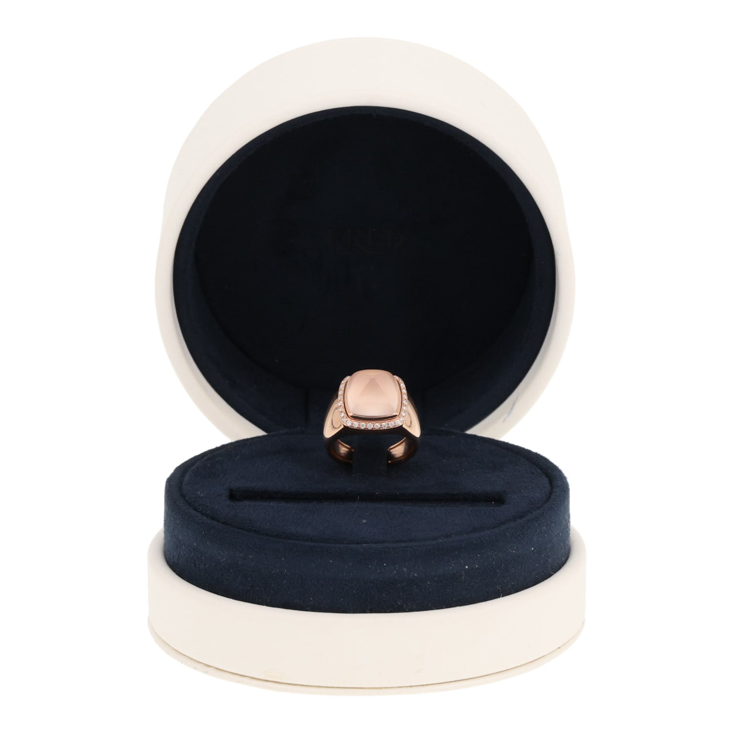 Fred Pain de Sucre medium ring in rose gold, diamonds and rose quartz — view 3