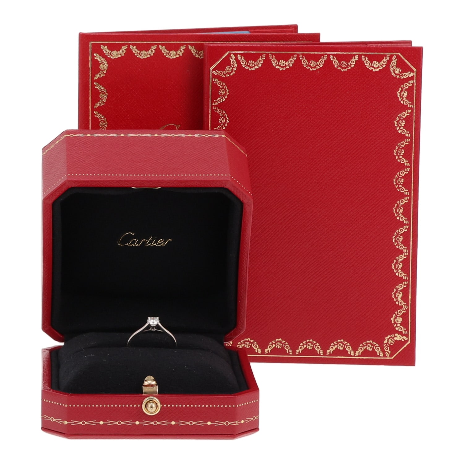 Cartier 1895 solitaire ring in platinum and 88 Fortune Facets diamond — view 3