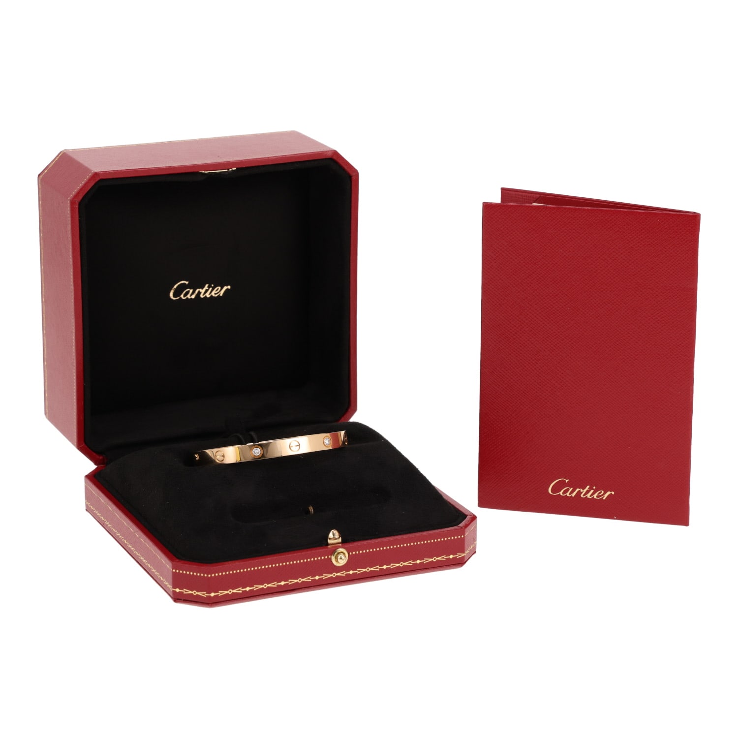 Cartier Love bracelet with 4 diamonds, in yellow gold and diamonds, size 17 — view 3