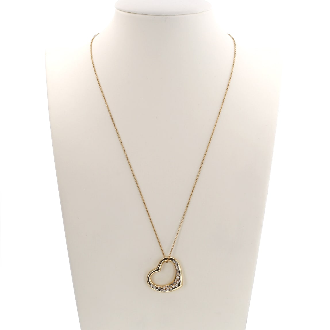 Tiffany & Co Open Heart necklace, medium size, in yellow gold and diamonds — view 3