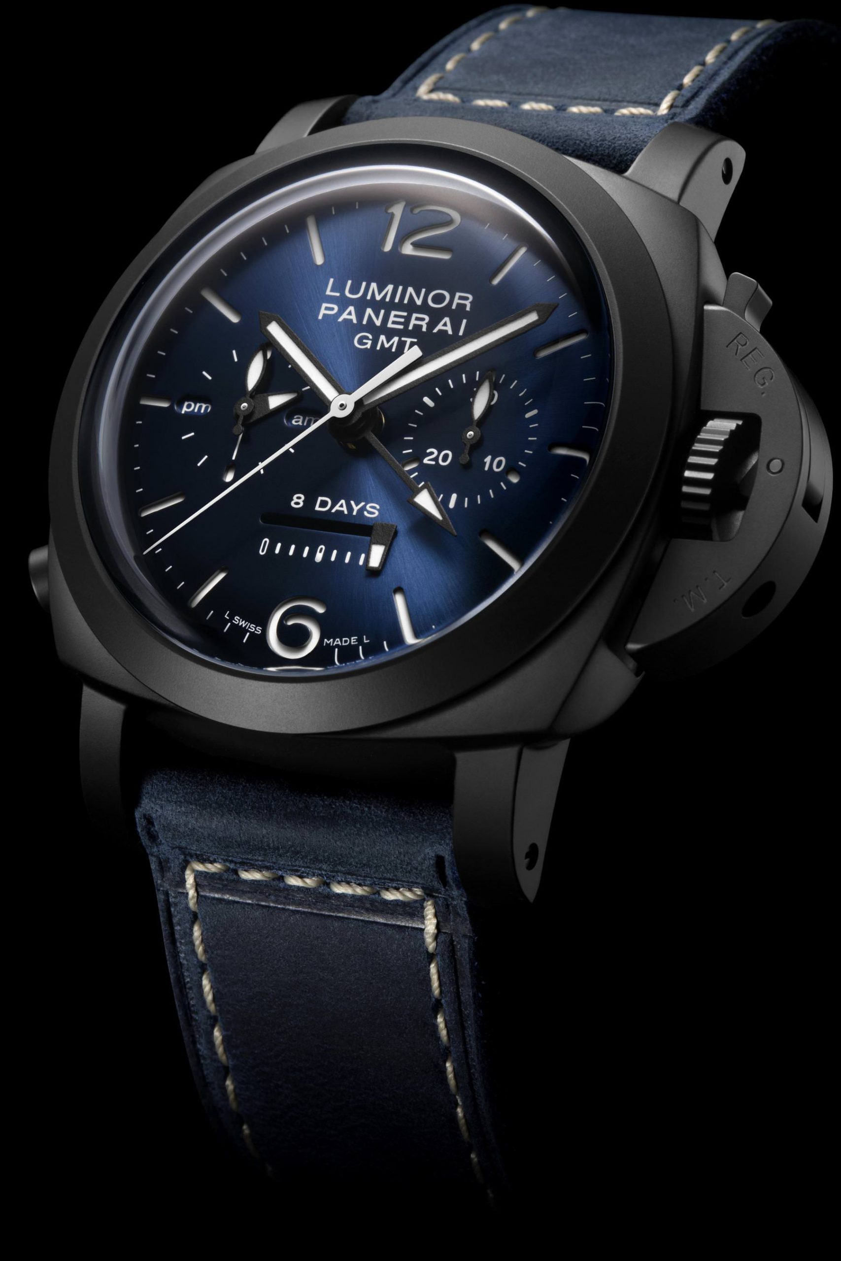 Luminor Chrono Monopulsante 8 Giorni GMT Blu Notte — view 3